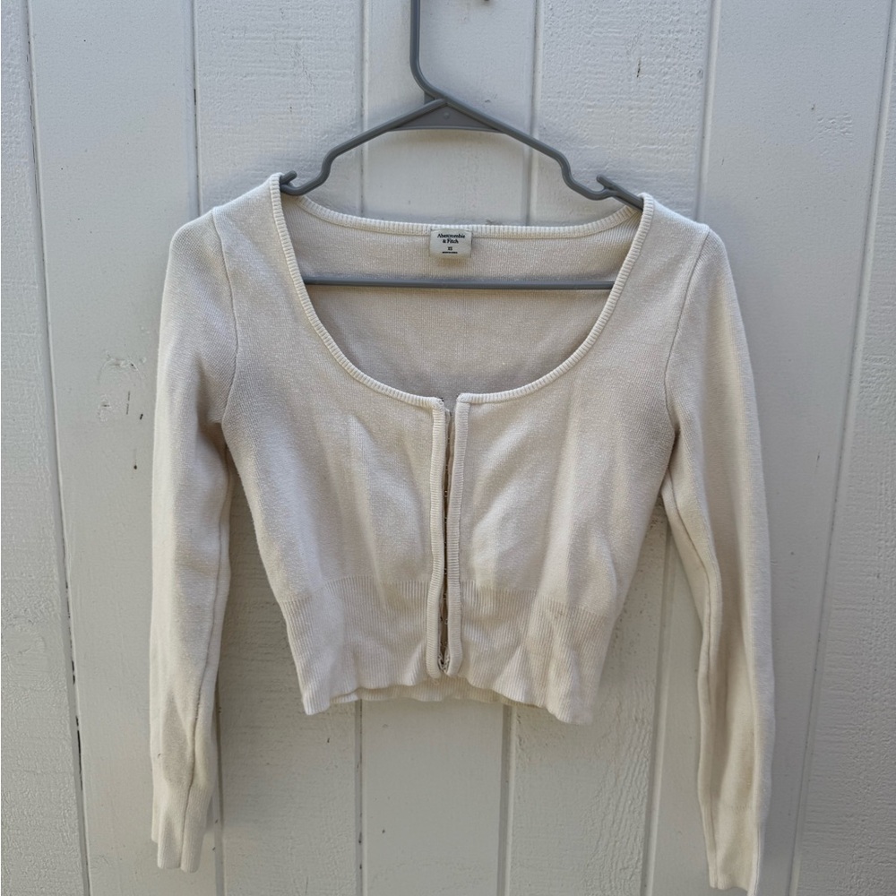 Women's Cream Zip-Up Top